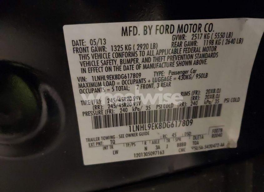 Photo 9 of 2013 Lincoln Mks (VIN 1LNHL9EK8DG617809)