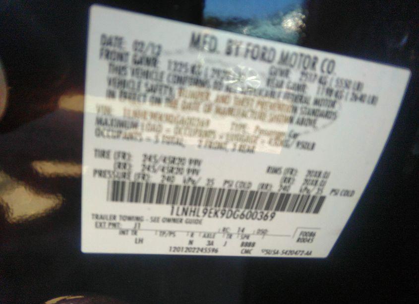 Photo 9 of 2013 Lincoln Mks (VIN 1LNHL9EK9DG600369)