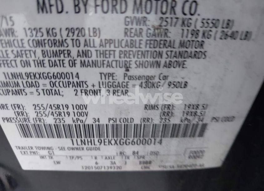 Photo 9 of 2016 Lincoln Mks (VIN 1LNHL9EKXGG600014)