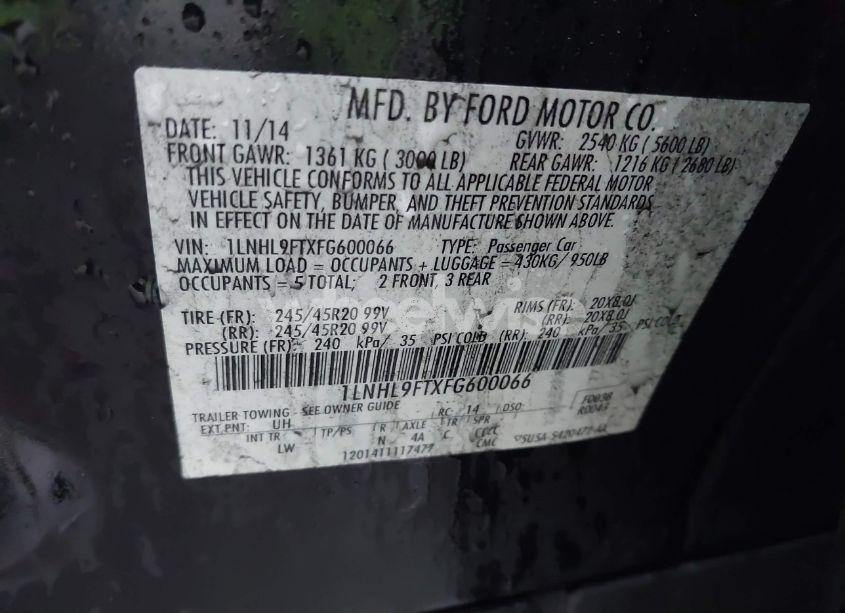 Photo 9 of 2015 Lincoln Mks ECOBOOST (VIN 1LNHL9FTXFG600066)