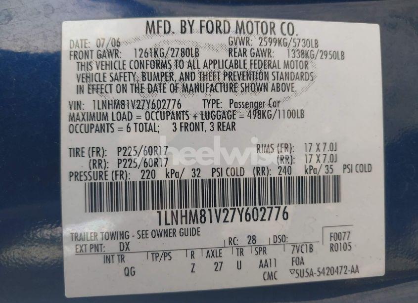 Photo 9 of 2007 Lincoln Town CAR SIGNATURE (VIN 1LNHM81V27Y602776)