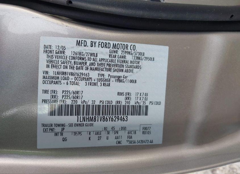 Photo 9 of 2006 Lincoln Town CAR SIGNATURE (VIN 1LNHM81V86Y629463)