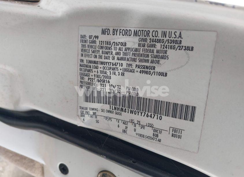 Photo 9 of 2000 Lincoln Town CAR EXECUTIVE (VIN 1LNHM81W0YY764710)