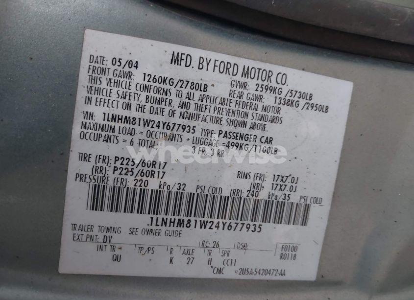 Photo 9 of 2004 Lincoln Town CAR SIGNATURE (VIN 1LNHM81W24Y677935)