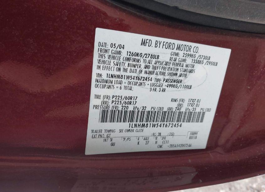 Photo 9 of 2004 Lincoln Town CAR SIGNATURE (VIN 1LNHM81W54Y672454)