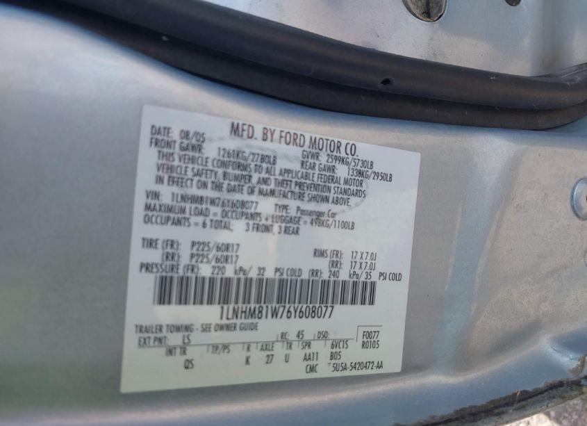 Photo 9 of 2006 Lincoln Town CAR SIGNATURE (VIN 1LNHM81W76Y608077)