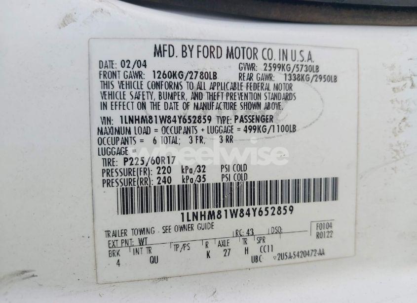 Photo 9 of 2004 Lincoln Town CAR SIGNATURE (VIN 1LNHM81W84Y652859)