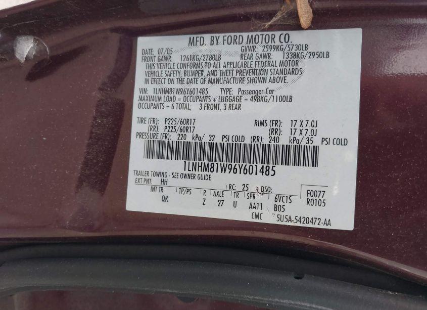 Photo 9 of 2006 Lincoln Town CAR SIGNATURE (VIN 1LNHM81W96Y601485)