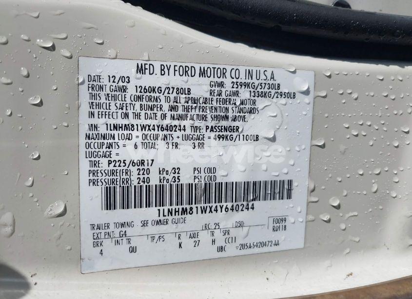 Photo 9 of 2004 Lincoln Town CAR SIGNATURE (VIN 1LNHM81WX4Y640244)