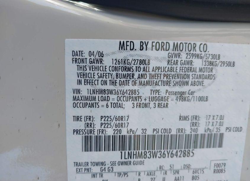 Photo 9 of 2006 Lincoln Town CAR DESIGNER SERIES (VIN 1LNHM83W36Y642885)