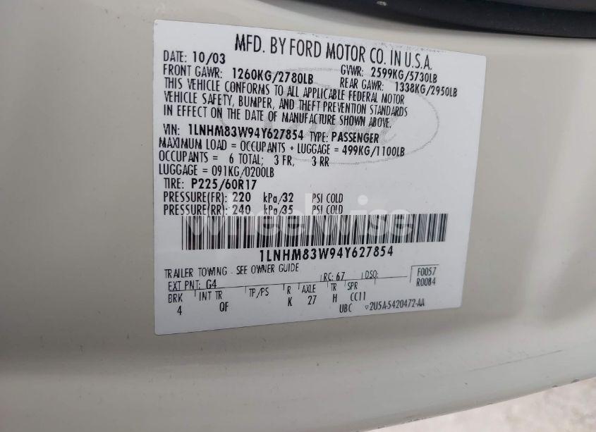 Photo 9 of 2004 Lincoln Town CAR ULTIMATE (VIN 1LNHM83W94Y627854)