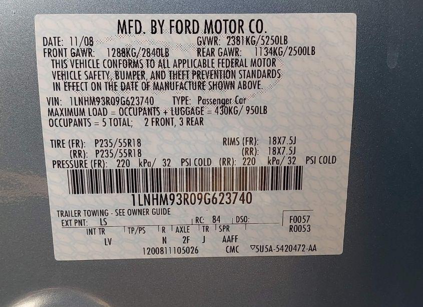 Photo 9 of 2009 Lincoln Mks (VIN 1LNHM93R09G623740)