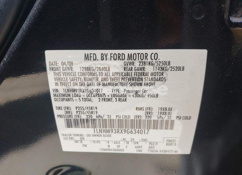 Photo 9 of 2009 Lincoln Mks (VIN 1LNHM93RX9G634017)