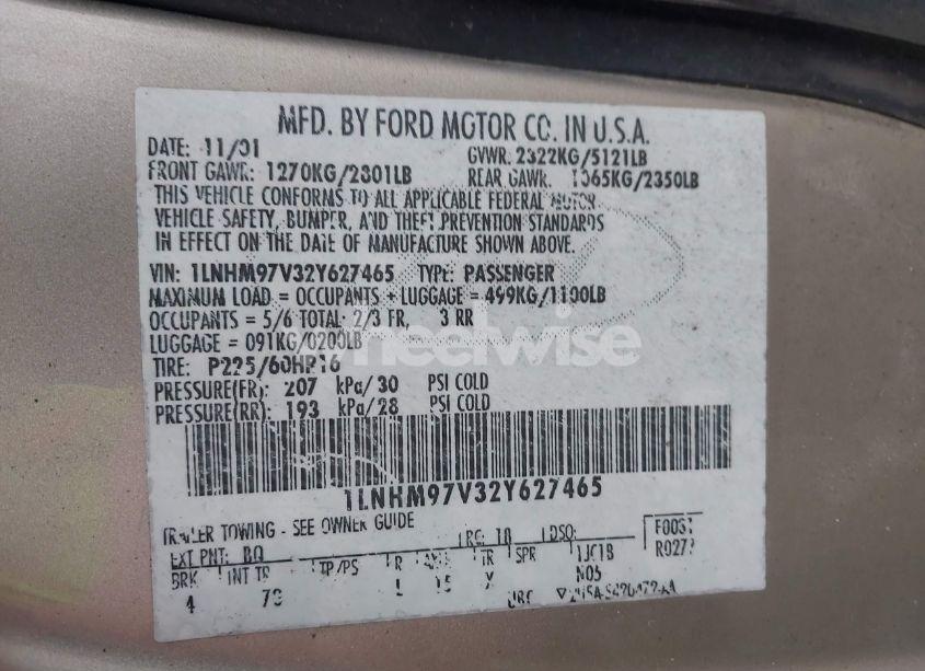 Photo 9 of 2002 Lincoln Continental (VIN 1LNHM97V32Y627465)