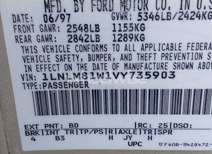 Photo 9 of 1997 Lincoln Town CAR EXECUTIVE (VIN 1LNLM81W1VY735903)