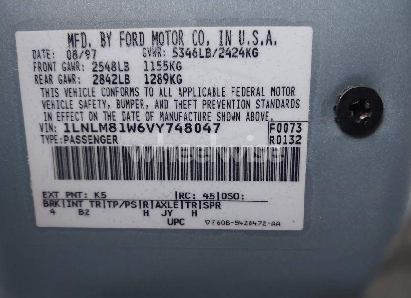 Photo 9 of 1997 Lincoln Town CAR EXECUTIVE (VIN 1LNLM81W6VY748047)