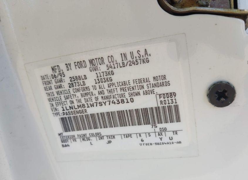 Photo 9 of 1995 Lincoln Town CAR EXECUTIVE (VIN 1LNLM81W7SY743810)