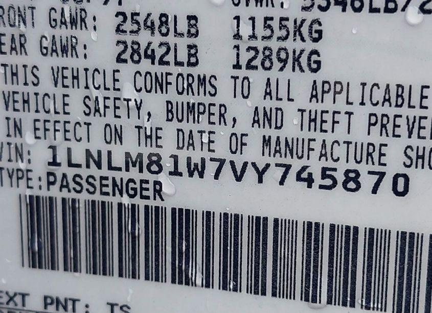 Photo 9 of 1997 Lincoln Town CAR EXECUTIVE (VIN 1LNLM81W7VY745870)