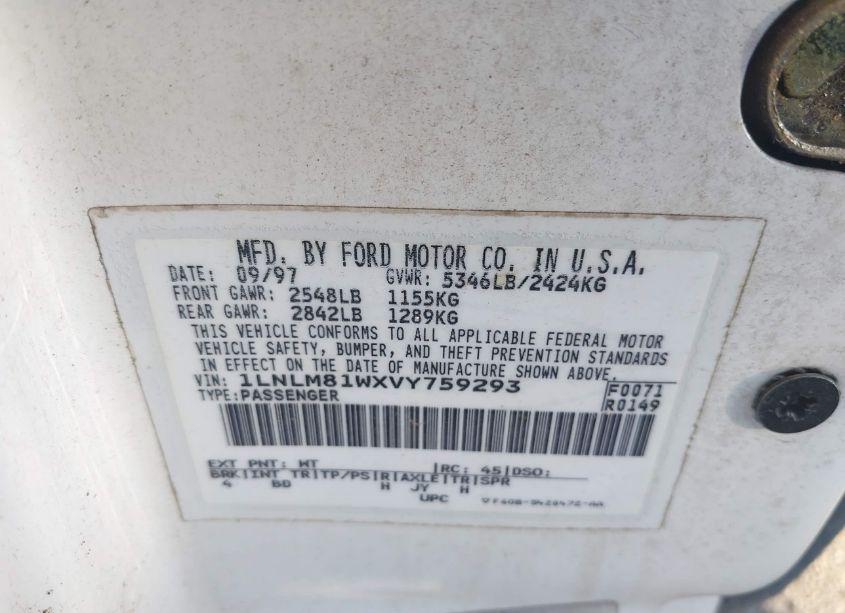 Photo 9 of 1997 Lincoln Town CAR EXECUTIVE (VIN 1LNLM81WXVY759293)