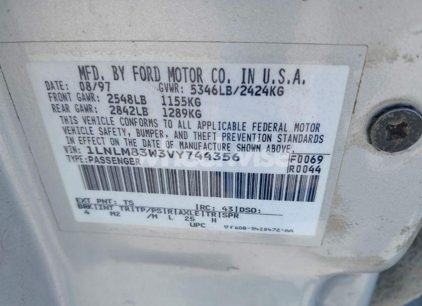 Photo 9 of 1997 Lincoln Town CAR CARTIER (VIN 1LNLM83W3VY744356)