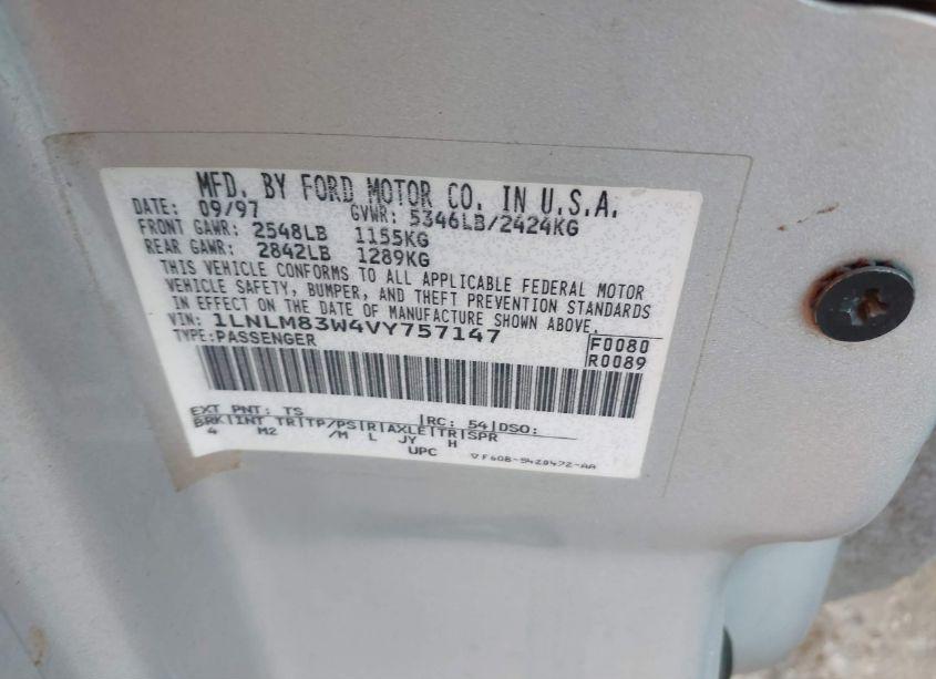 Photo 9 of 1997 Lincoln Town CAR CARTIER (VIN 1LNLM83W4VY757147)