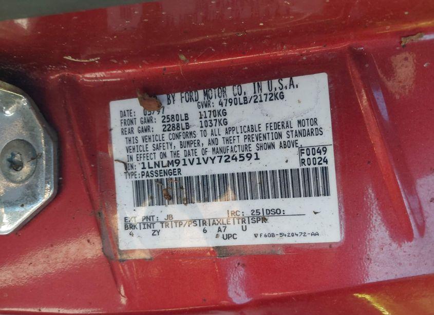 Photo 9 of 1997 Lincoln Mark VIII (VIN 1LNLM91V1VY724591)