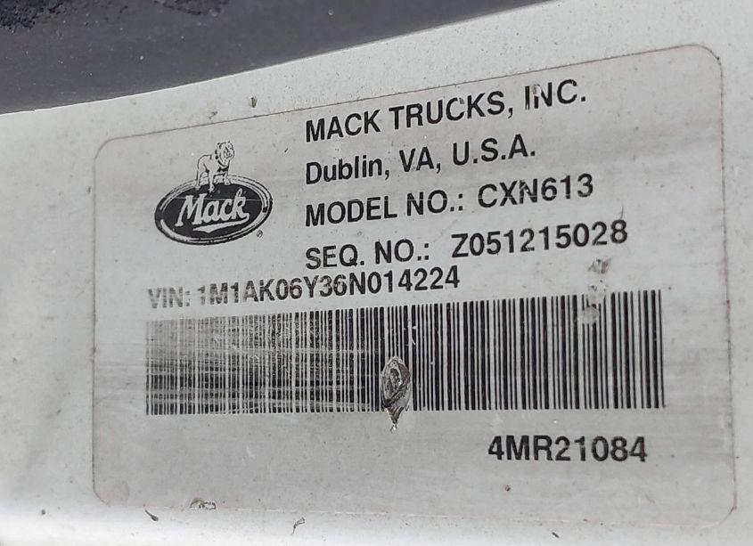 Photo 8 of 2006 Mack Cxn613 CXN600 (VIN 1M1AK06Y36N014224)