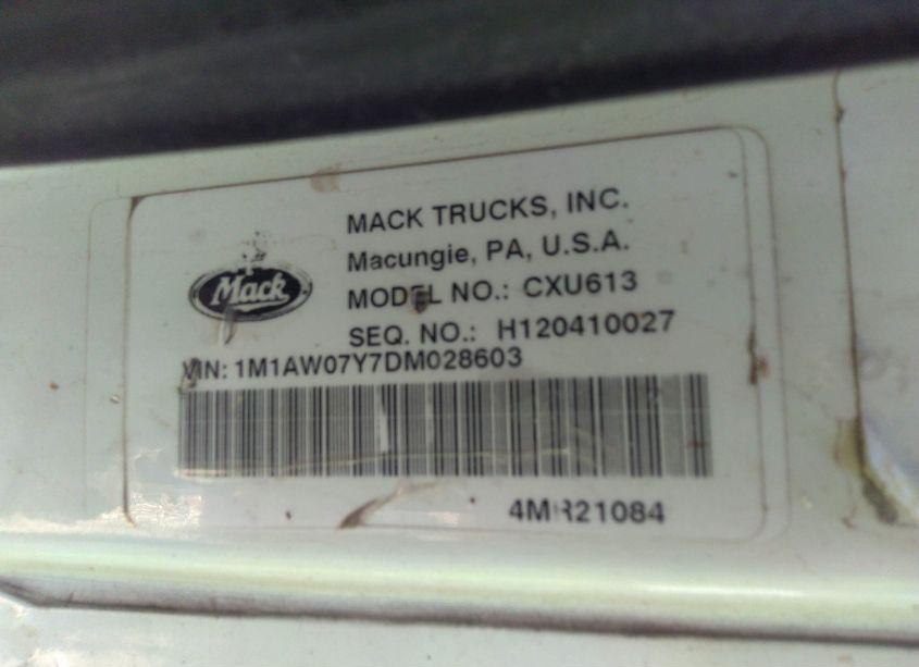 Photo 8 of 2013 Mack Cxu613 CXU600 (VIN 1M1AW07Y7DM028603)