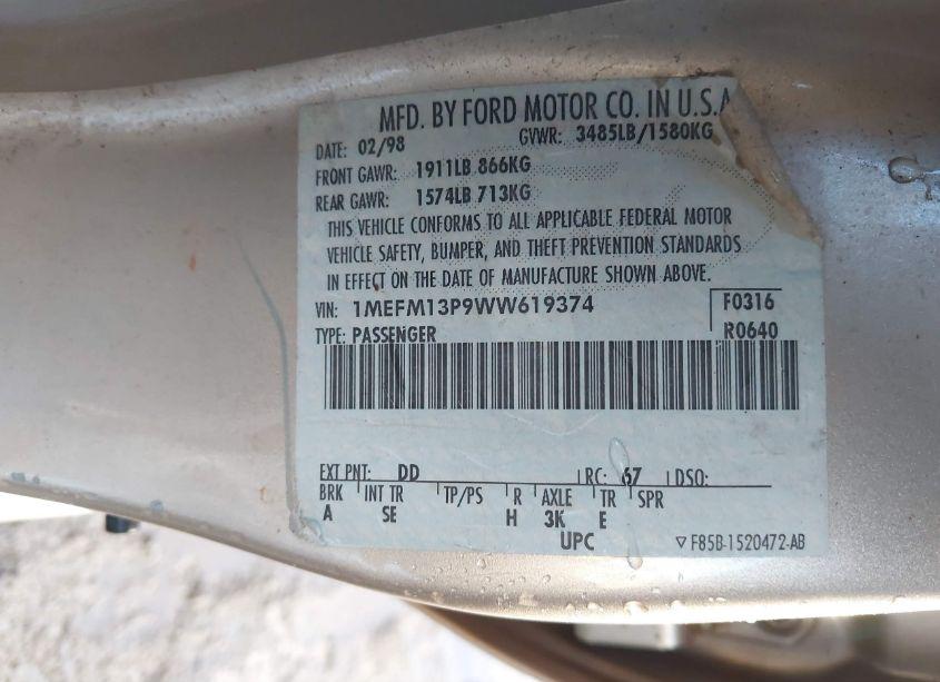 Photo 9 of 1998 Mercury Tracer LS (VIN 1MEFM13P9WW619374)