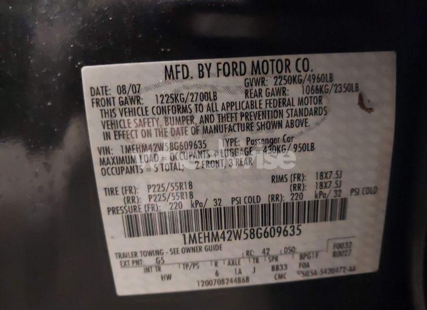 Photo 9 of 2008 Mercury Sable PREMIER (VIN 1MEHM42W58G609635)