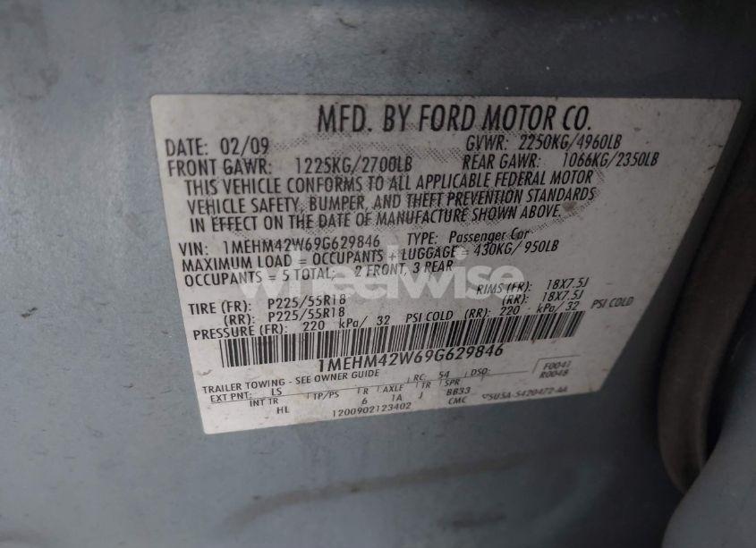 Photo 9 of 2009 Mercury Sable PREMIER (VIN 1MEHM42W69G629846)