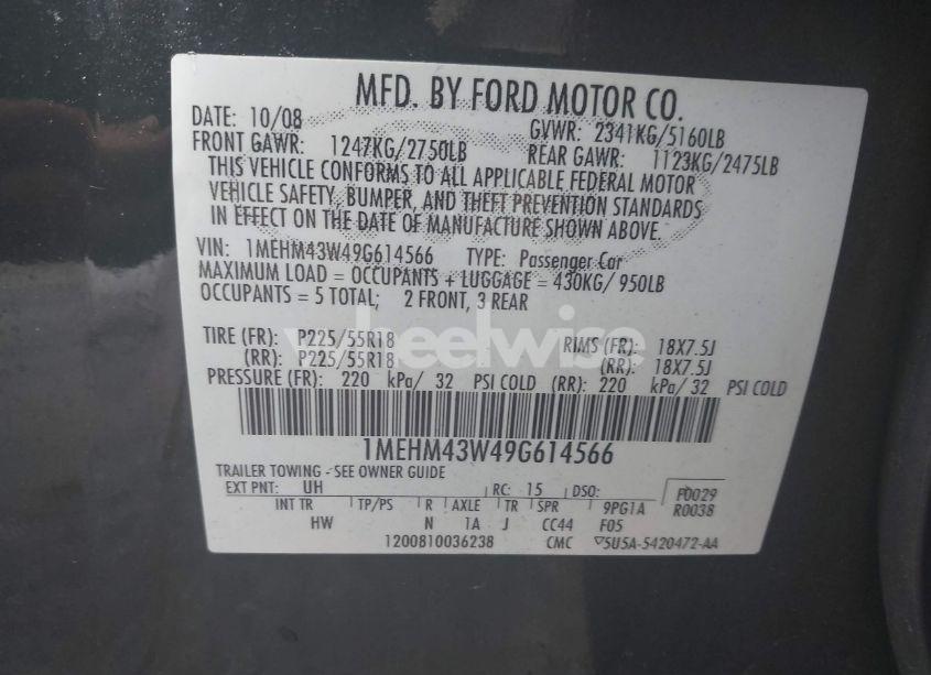 Photo 9 of 2009 Mercury Sable PREMIER (VIN 1MEHM43W49G614566)