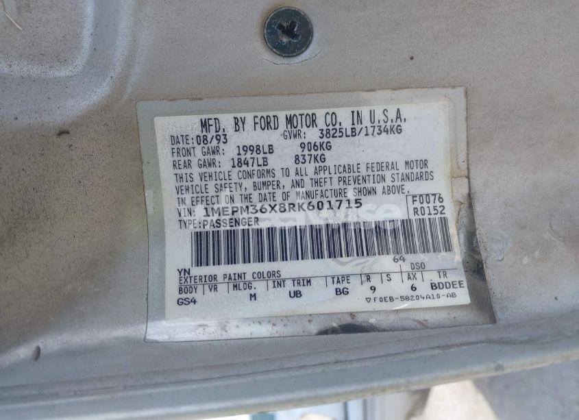 Photo 9 of 1994 Mercury Topaz GS (VIN 1MEPM36X8RK601715)