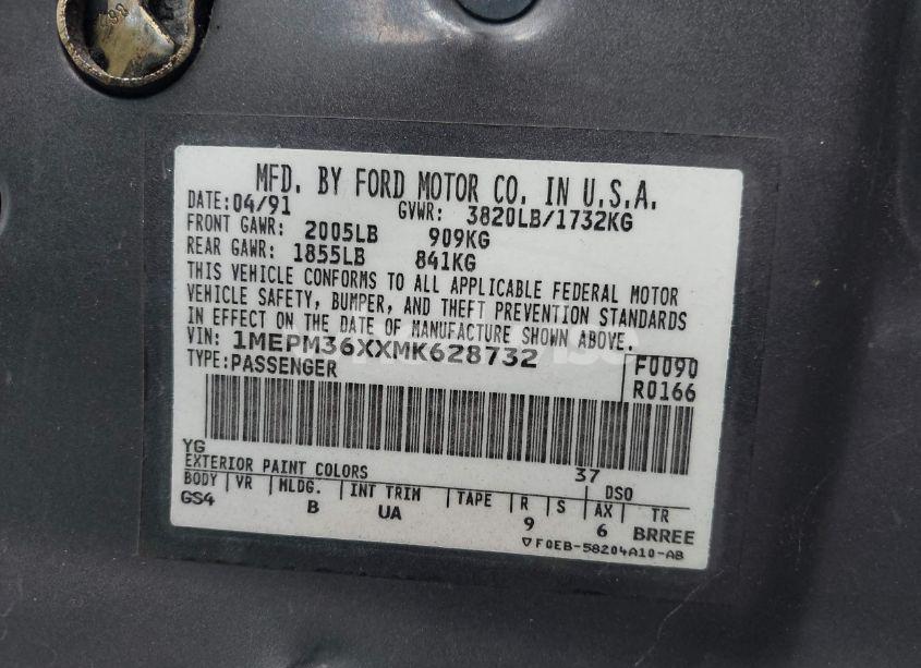 Photo 9 of 1991 Mercury Topaz GS (VIN 1MEPM36XXMK628732)