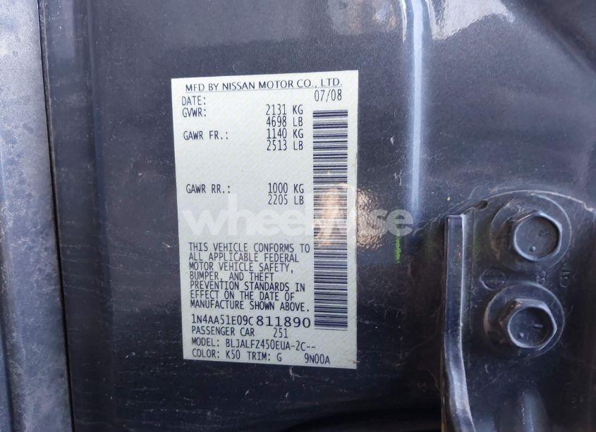 Photo 9 of 2009 Nissan Maxima 3.5 SV (VIN 1N4AA51E09C811890)