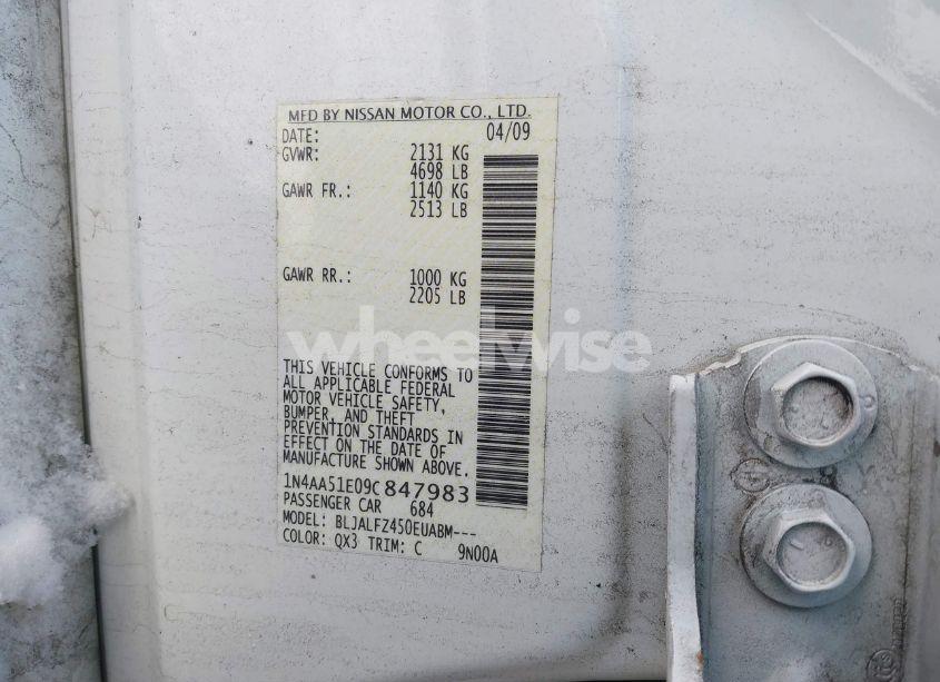 Photo 9 of 2009 Nissan Maxima 3.5 SV (VIN 1N4AA51E09C847983)