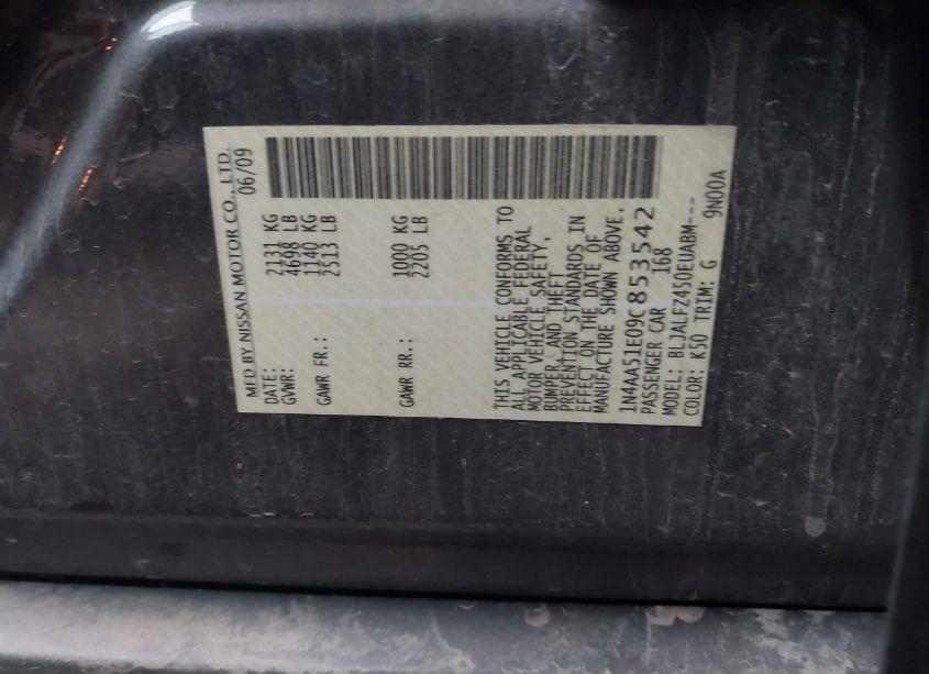 Photo 9 of 2009 Nissan Maxima 3.5 SV (VIN 1N4AA51E09C853542)