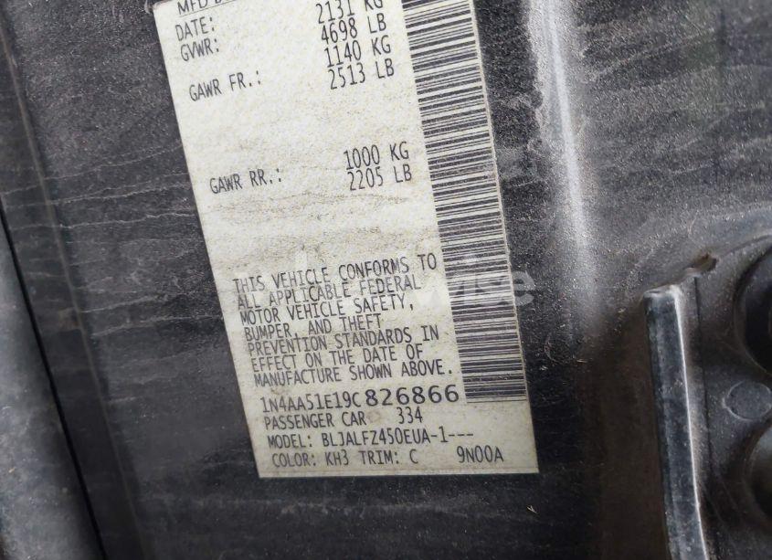 Photo 9 of 2009 Nissan Maxima 3.5 SV (VIN 1N4AA51E19C826866)