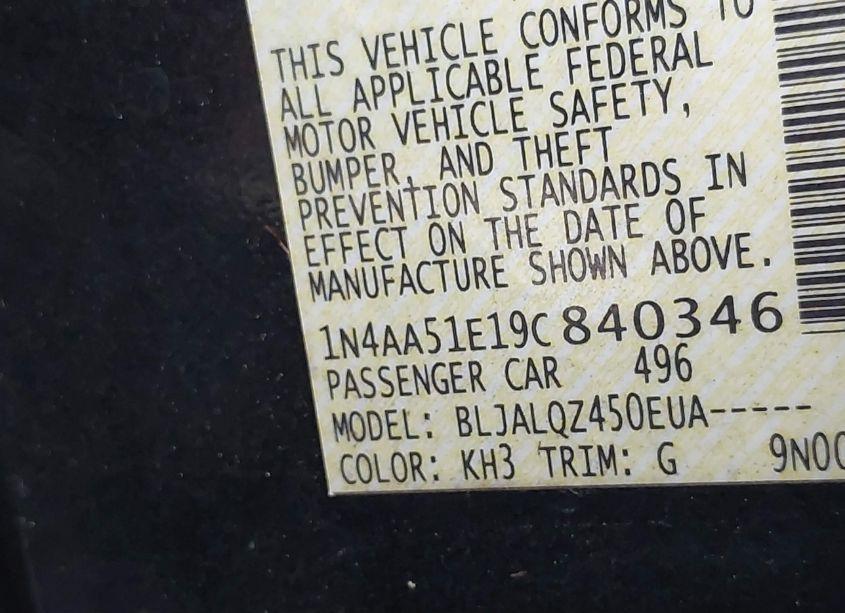 Photo 9 of 2009 Nissan Maxima 3.5 S (VIN 1N4AA51E19C840346)