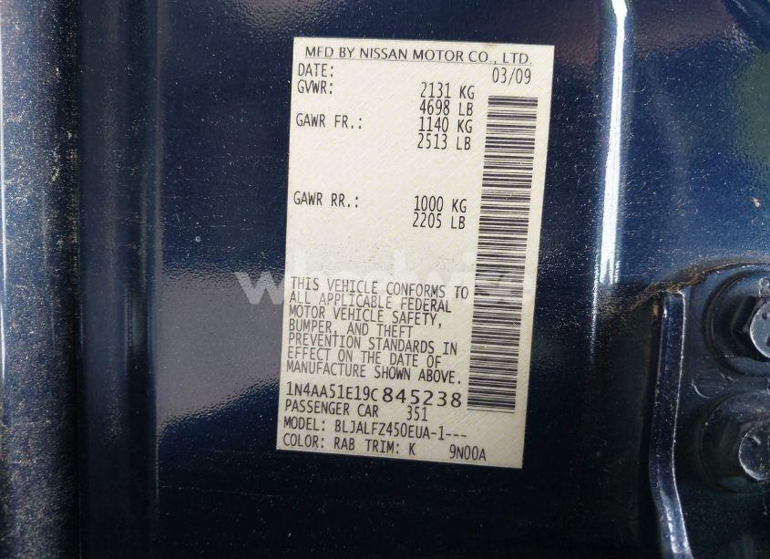 Photo 9 of 2009 Nissan Maxima 3.5 SV (VIN 1N4AA51E19C845238)