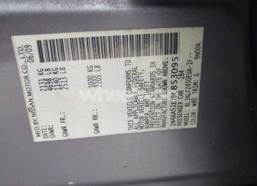 Photo 9 of 2009 Nissan Maxima 3.5 SV (VIN 1N4AA51E19C853095)