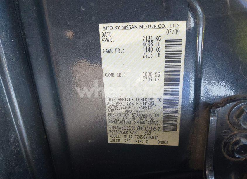 Photo 9 of 2009 Nissan Maxima 3.5 SV (VIN 1N4AA51E19C860967)