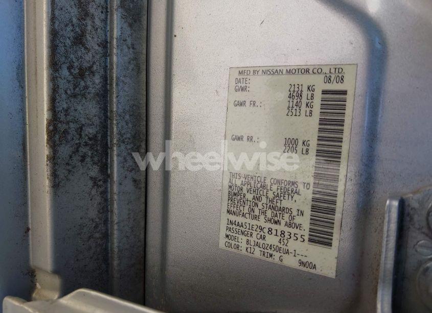 Photo 9 of 2009 Nissan Maxima 3.5 S (VIN 1N4AA51E29C818355)