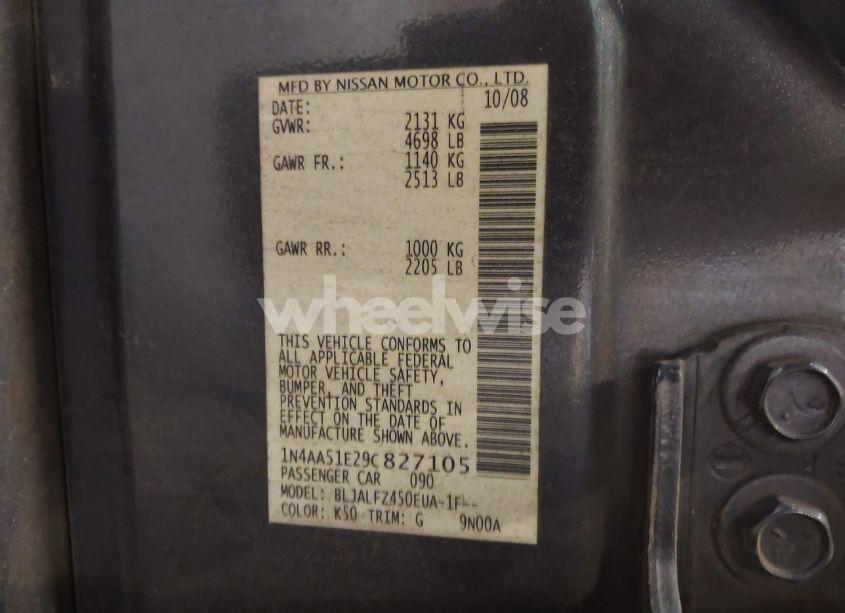 Photo 9 of 2009 Nissan Maxima 3.5 SV (VIN 1N4AA51E29C827105)