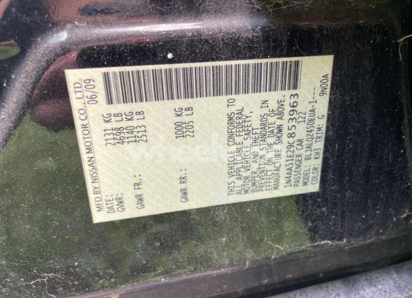 Photo 9 of 2009 Nissan Maxima 3.5 S (VIN 1N4AA51E29C853963)