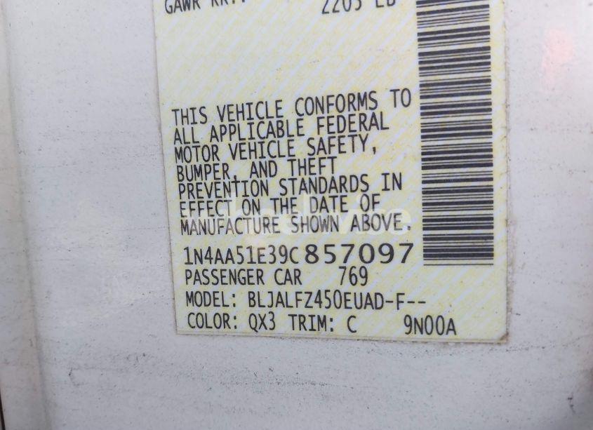 Photo 9 of 2009 Nissan Maxima 3.5 SV (VIN 1N4AA51E39C857097)