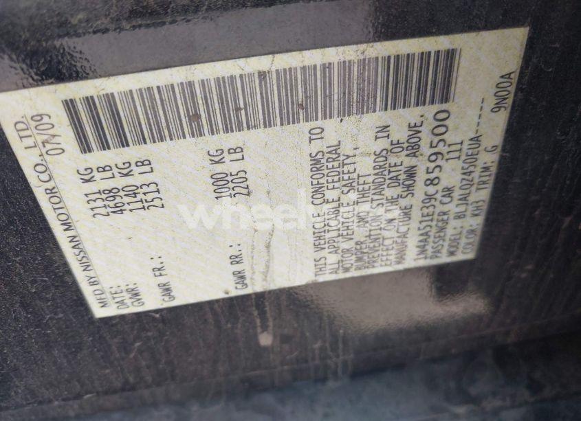 Photo 9 of 2009 Nissan Maxima 3.5 S (VIN 1N4AA51E39C859500)