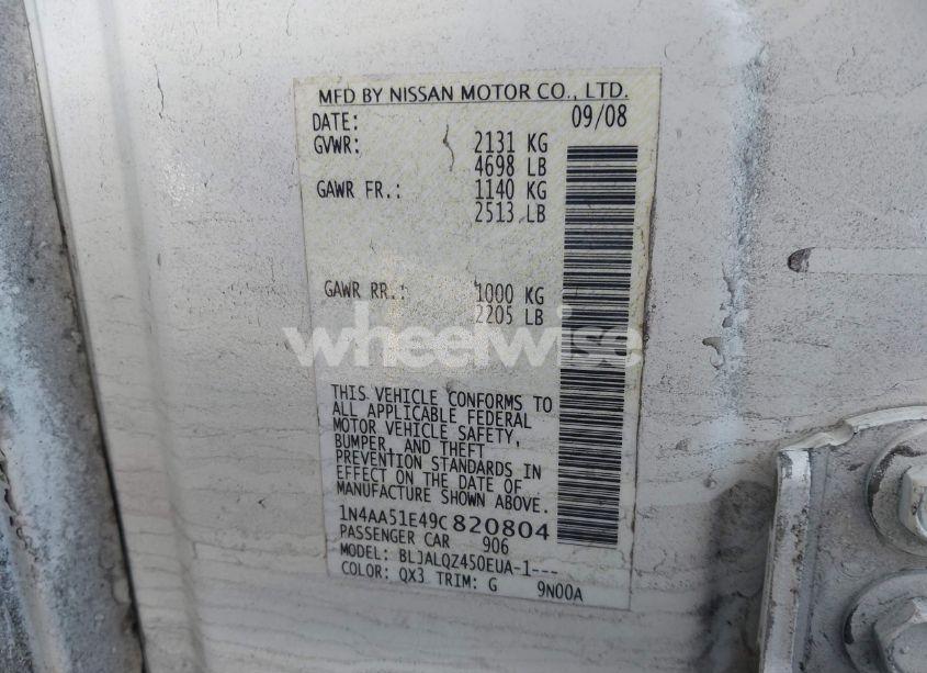 Photo 9 of 2009 Nissan Maxima 3.5 S (VIN 1N4AA51E49C820804)