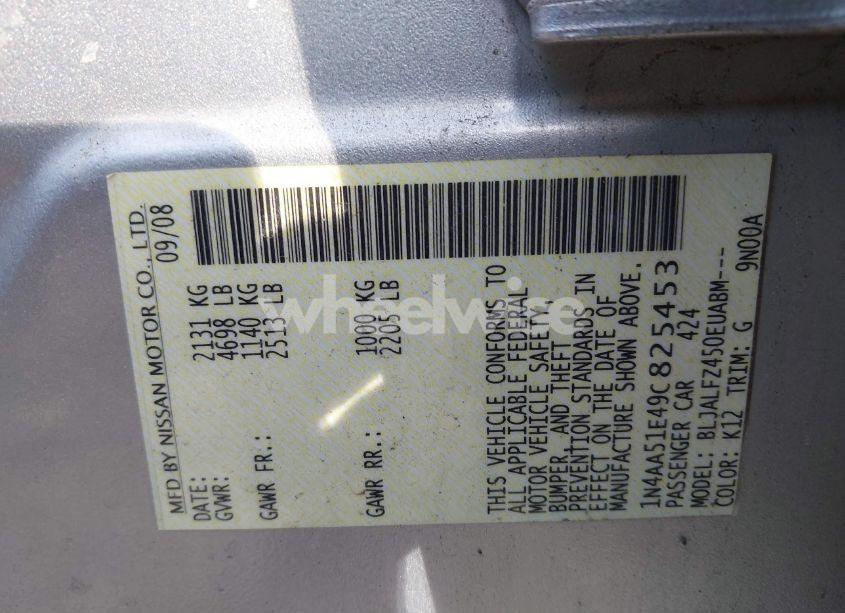 Photo 9 of 2009 Nissan Maxima 3.5 SV (VIN 1N4AA51E49C825453)