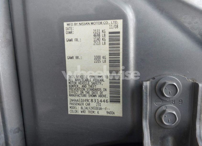 Photo 9 of 2009 Nissan Maxima 3.5 SV (VIN 1N4AA51E49C831446)